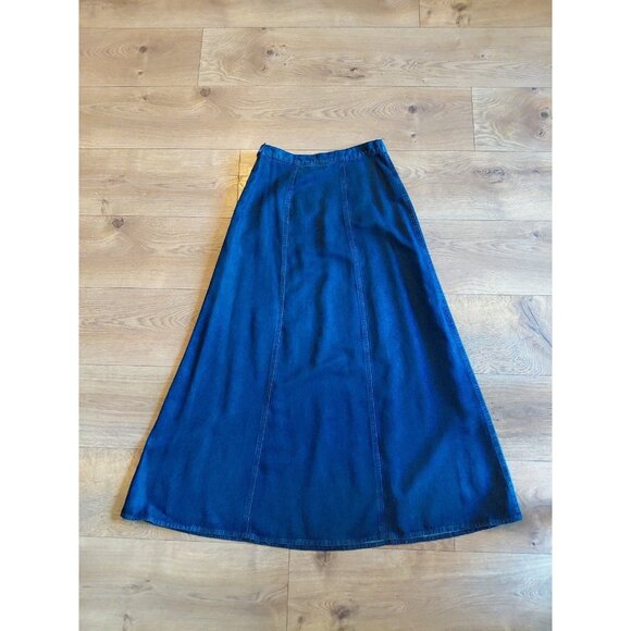 LL Bean Women's Denim Chambray Maxi Skirt A-Line Tencel Size 4 Blue - Picture 5 of 6